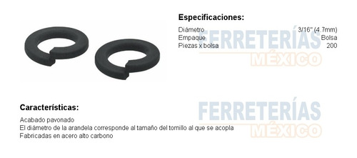 Imagen 2 de 5 de Arandela De Presion 3/16' Fiero 44685