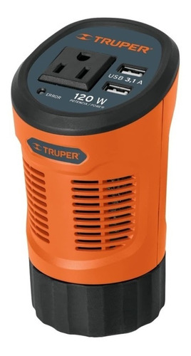 Inversor De Corriente 120 W Tipo Vaso 2 Usb 1 Toma-corriente