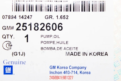 Imagen 3 de 3 de Bomba Aceite 25182606 Motor Aveo 2005-2015 Original