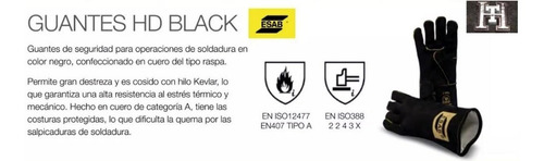 Imagen 3 de 8 de Guante Soldar Esab Heavy Duty Black