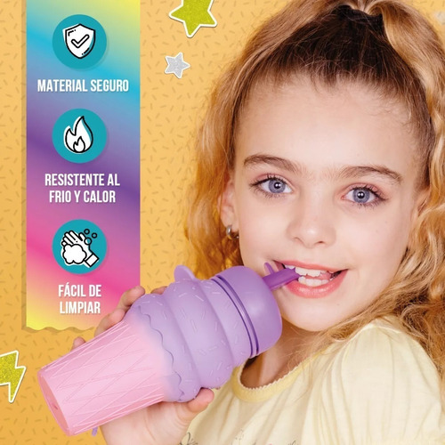 Botella De Silicona Flexible Heladito Lila Footy Original