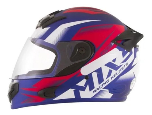 Capacete para moto  integral Mixs  Fokker  azul e vermelho storm fosco tamanho 58 