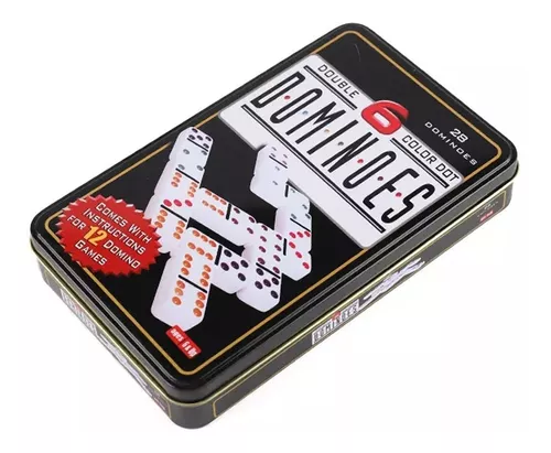 Jogo Domino Profissional Colorido 28 Peças Com Estojo Metal