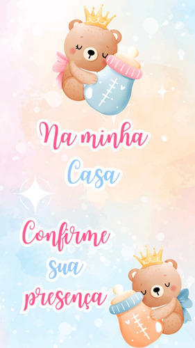Convite Chá Revelação Ursinho Convite Animado Chá Revelação