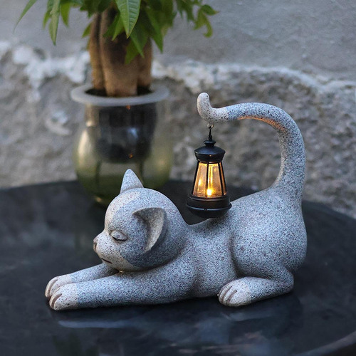 Estatua De Jardín Al Aire Libre De Gato, Regalo De Resina,