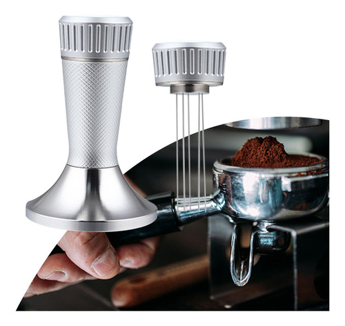 Q Distribuidor De Café A Presión Calibrado Con Tamper Plata