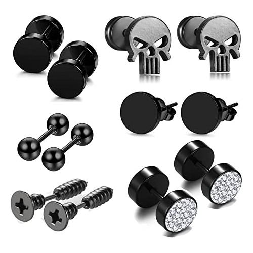 6 Pares De Pendientes Para Hombres Pendientes Punk Para Homb