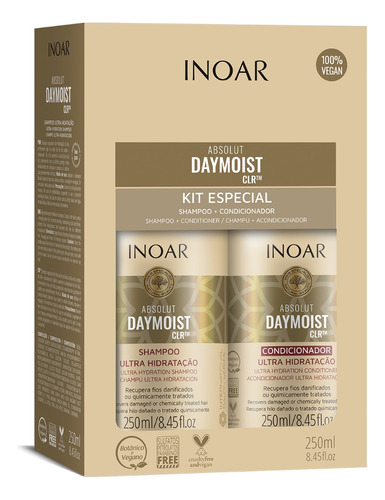  Pack Inoar Absolut Daymoist Shampoo + Acondicionador 250ml