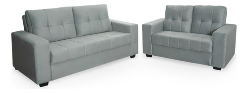 Juego De Living Sofa 2 Y 3 Cuerpos Tela Capitoneado 