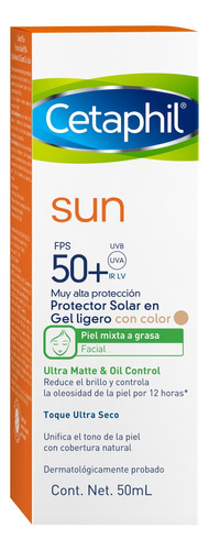 Protector solar  Cetaphil  Sun Ultra Matte & Oil Control Con Color 50FPS  en gel 50mL