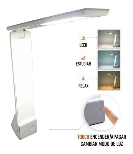 Lampara Escritorio Led Velador 4w Autonomo Bateria Usb Tbcin DLAMP-G Color de la estructura Blanco Color de la pantalla Gris y Blanco