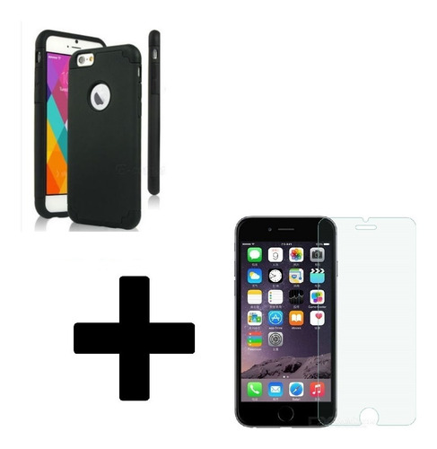 Imagen 1 de 3 de Protector 2 In 1 + Vidrio Templado iPhone 5 6 6p 7 7p