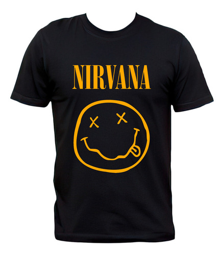Remera Negra Nirvana Logo Clásico Grunge 100% Algodón
