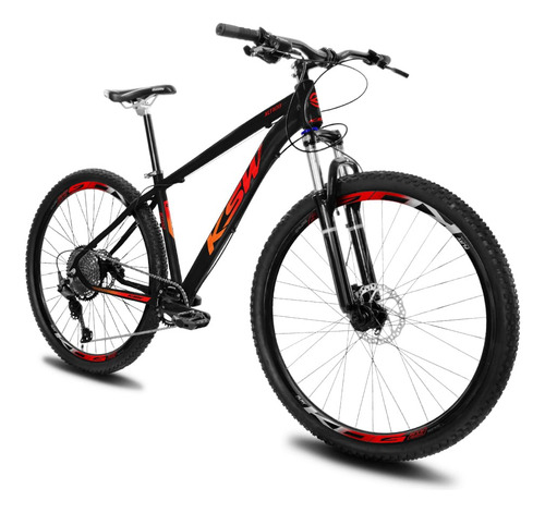 Bike Mtb Aro 29 Ksw Xlt100 12 Marchas Shimano Deore E Trava Cor Preto+vermelho E Laranja