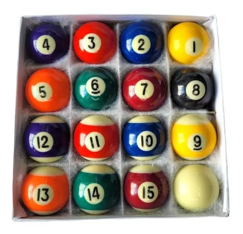 Jogo de bolas de bilhar numeradas de 38 mm com bolão