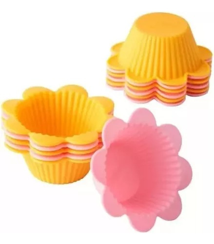 24 Capacillos Silicon Forma Flor Cupcakes Muffins Panques