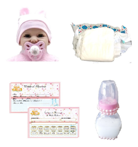 Imagem 3 de 10 de Boneca Abre Fecha Olho Newborn C Chupeta Magnetica Mamadeira