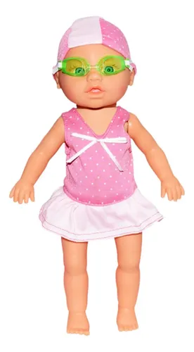 Muñeca Nadadora Eléctrica Con Movimiento De Patada Realista, Para Niños De 3 Años En Adelante, Divertida En Piscina, Bañera O Playa, Incluye Gorro, Gafas Y Traje De Baño, Funciona Con 3 Pilas AA (no Incluidas)