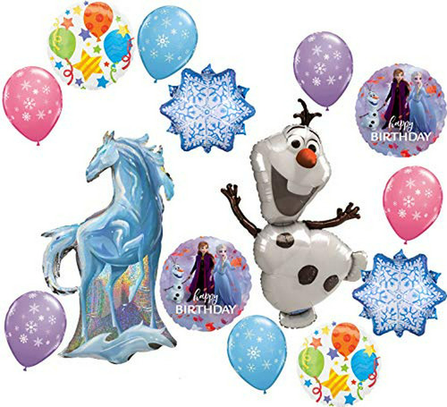 Kit De Fiesta Frozen Con Globos Nokk, Olaf, Elsa Y Anna