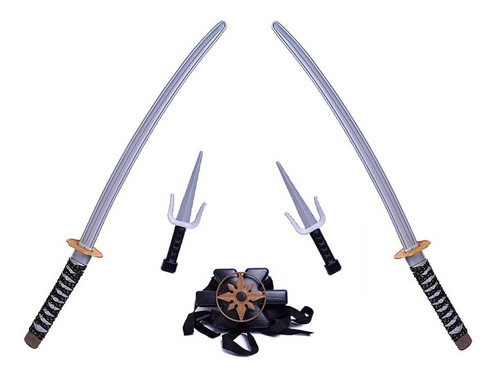 Juego De Armas Ninja Katanas 70 Cm Con Accesorios Lny 7304