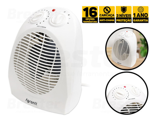 Aquecedor Ar Elétrico P/ Ambientes Quarto Portátil Agrantt Cor Branco 220V