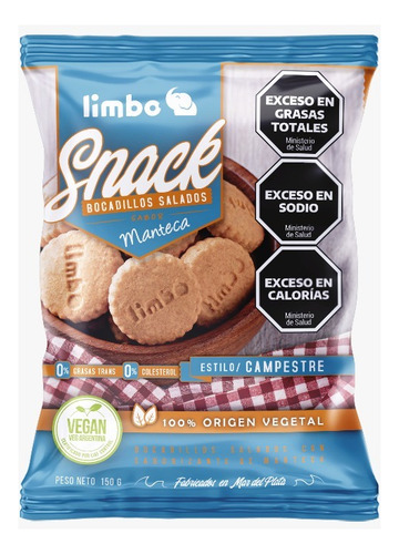 Snack Galletitas Veganas Salados Manteca 150g Limbus
