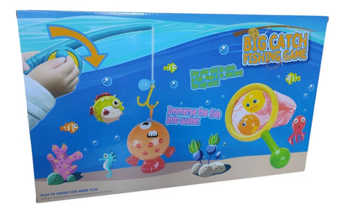 Juego Set Pesca Para El Baño C/caña De Pescar + Red Amarillo Y Celeste