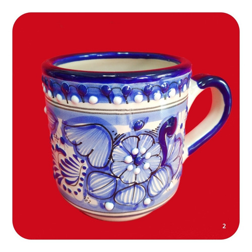 Imagen 3 de 10 de 2 Tarros De Talavera Poblana Azul Diseño Especial 450ml Tz