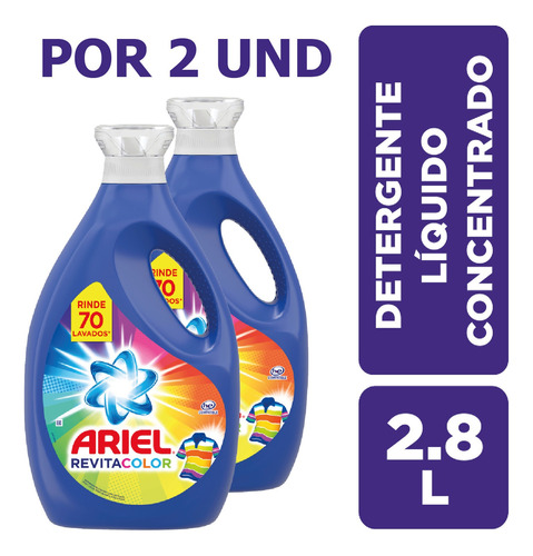 Detergente Líquido Ariel Revitacolor 2.8 Lts X2 Und