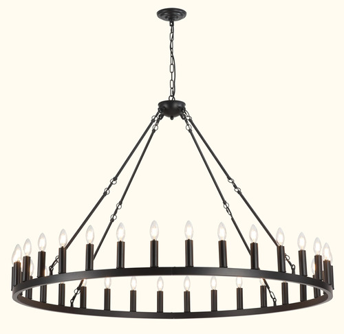 Celimi Candelabro Negro Con Rueda De Carro, 32 Luces De 53 P