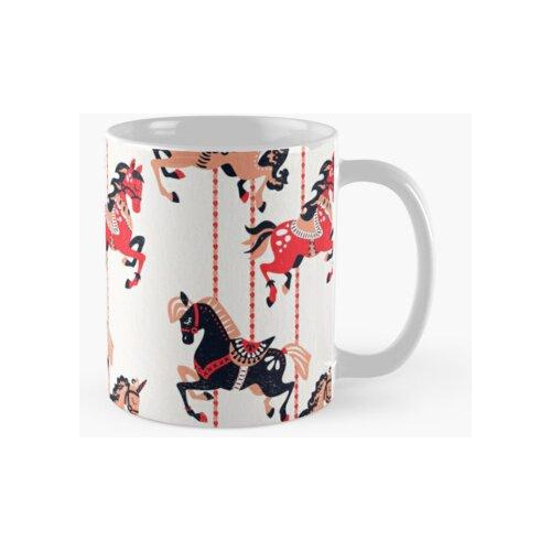 Taza Carrusel Caballos - Paleta Roja Y Negra Calidad Premium