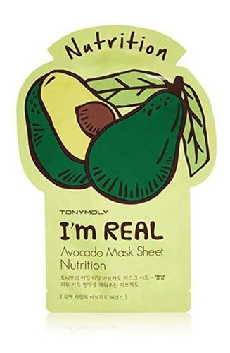 Tonymoly Soy Real Aguacate Nutrition Mask Sheet, Pack De 1 Tipo de piel Seca