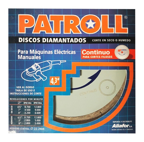 Disco Corte Diamantado Continuo Patroll Aliafor 115 Mm Pc4.3