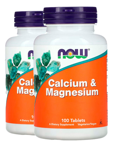 Cálcio E Magnésio Now Foods 500/250mg 100 Tabs 2un Sabor Sem Sabor