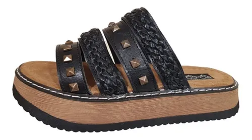 Sandalia Dama Zueco Tiras Tachas Trenzas Base By Lima Limon 33.790