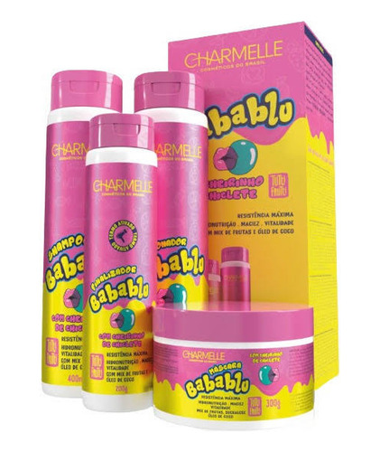 Kit Capilar Babablu 4 Itens Chiclete Cabelos Charmelle