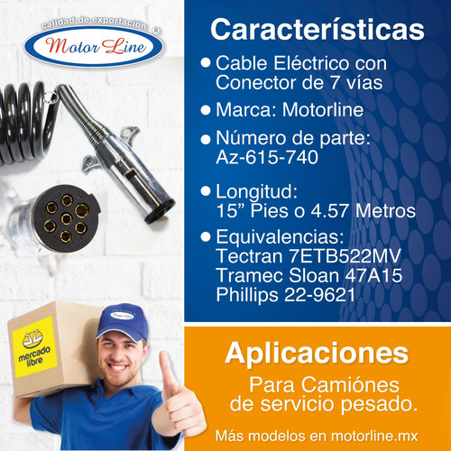 Imagen 2 de 10 de Conector Con Cable 7 Entradas Az-615-740