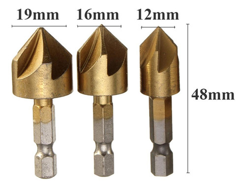 Broca De Taladro Para Avellanado De 12 Mm 16 Mm 19 Mm