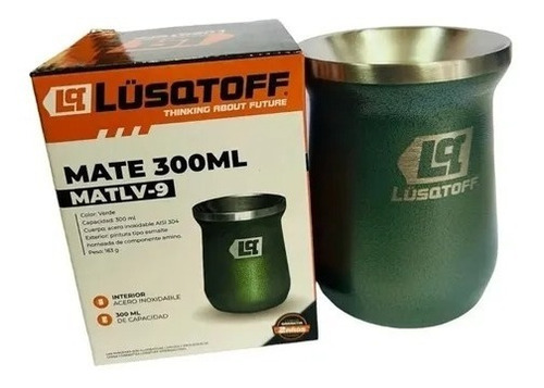 Mate De Acero Inoxidable 300 Ml Termico Lusqtoff Verde