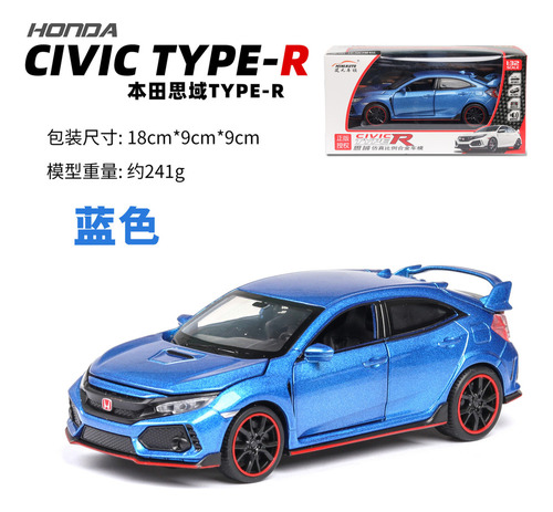 1:32 Coche Metálico Honda Type-r Con Luces Sonido Base