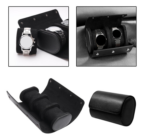 2x Portátil Universal 2/3 Ranuras Pu Cuero Reloj Bolsa