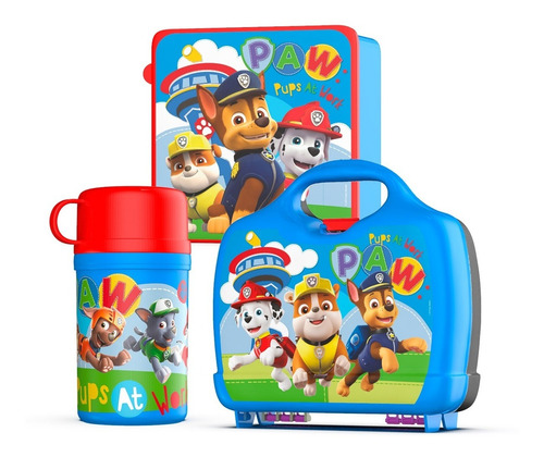 Lunchera + Cantimplora Con Vaso + Caja Vianda Paw Patrol