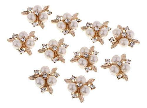 10pcs Rhinestone Perla Flor Adornos Botones Para
