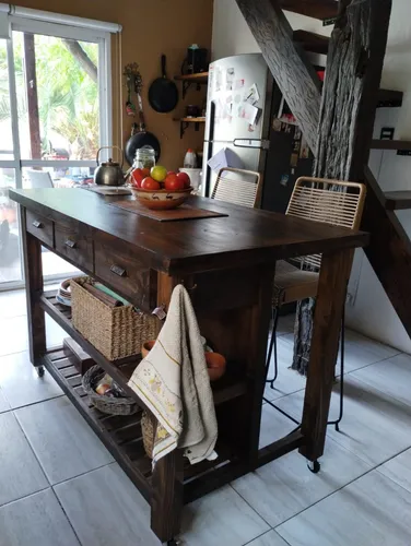 Isla Mesa Madera Desayunador Cocina Quincho Parrilla 150*70
