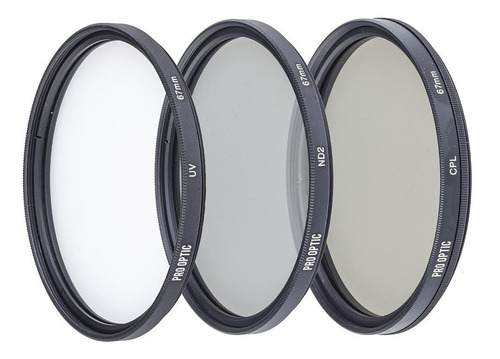 Imagem 2 de 4 de Kit Filtros Pro Optic 3x1 Uv + Cpl + Nd2 67mm