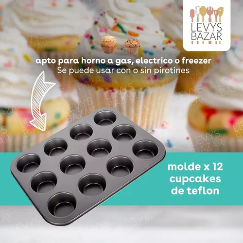 Molde Silicona X12 Goma Horno Reposteria Muffins Cupcakes