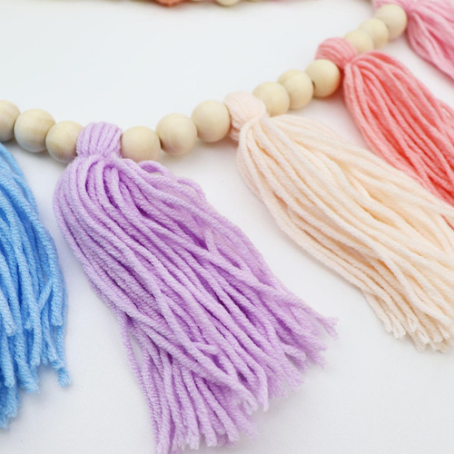 My Guirnalda De Borlas Con Cuentas De Madera 12 Colores