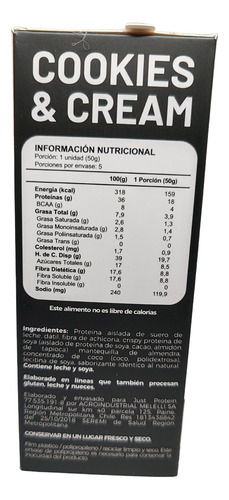 Barras De Proteína Just Protein Cookies & Cream 5 Unidades