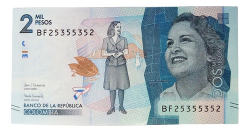 Billete 2000 Pesos Serial Radar Bf25355352 23/jul/2019 Unc