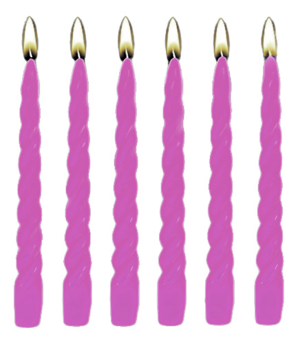 Vela Iluminarte Torneada Rosa 20cm X6u - Cotillón Waf